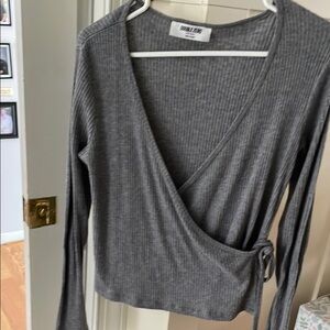 Gray Wrap Top